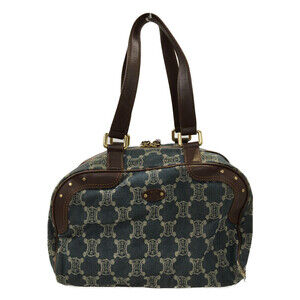 Celine Paris Macadam Denim Canvas Handbag Blue